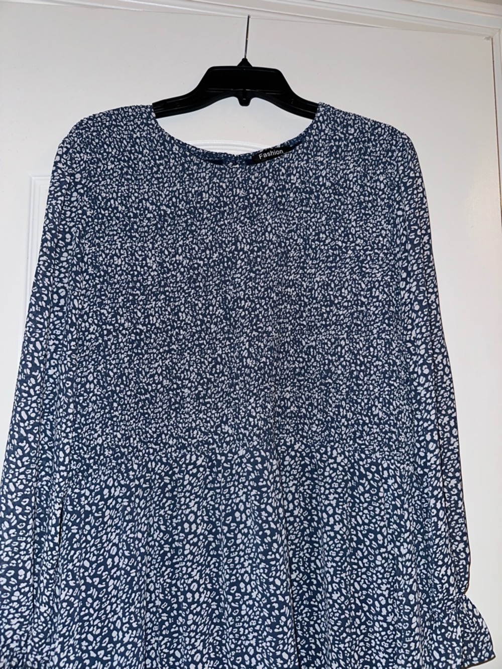 Amazon Navy Blue Long Sleeve Floral Tiered Maxi Dress - Picture 2 of 2
